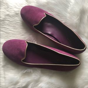 COLE HAAN Purple Suede/Gold Trim Ballet Flats